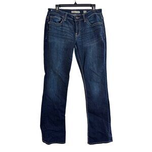 BKE Denim Payton Bootcut Jeans Womens Size 31XL Dark Wash Distressed Stretch Cot